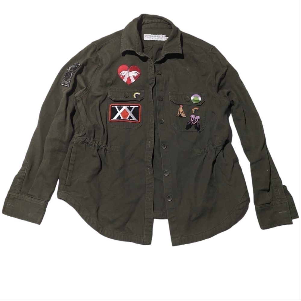 Gypsy Warrior Army Green Patch Jacket Military Utility Grunge Festival Large